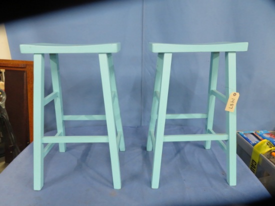 2 PAINTED BAR STOOLS 29" T