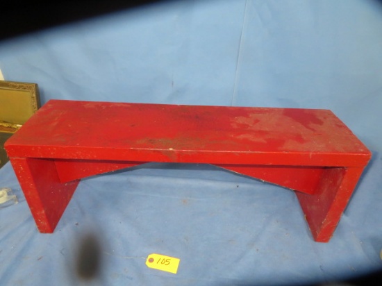 RED WOODEN BENCH  32 X 12 X 9