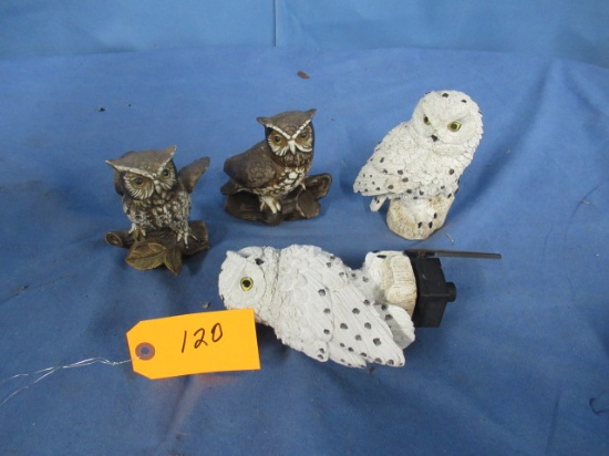 4 PCS. CERAMIC OWLS BY HOMCO