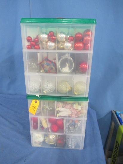 2 CONTAINERS  OF CHRISTMAS ORNAMENTS