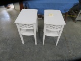 PAIR OF PAINTED WHITE END TABLES  14 X 21 X 26 T