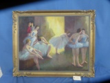LARGE OIL ON BOARD  OF BALLERINAS 41 X 33