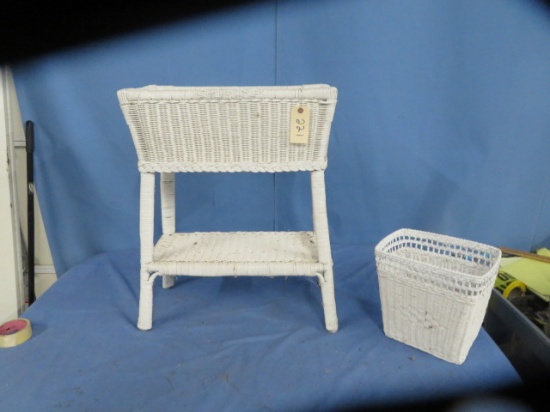 WICKER PLANTER & WICKER WASTE BASKET  22 X 12 X 28