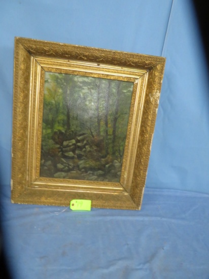 ANTIQUE OIL PAINTING ON CANVAS W/ GOLD FRAME  24 X 2