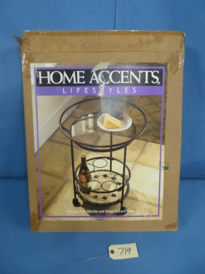 HOME ACCENTS ROUND GLASS SHELF IN BOX