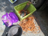 TUB OF ELECTRICAL DROP CORDS & BUCKETS