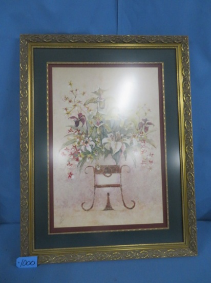 FRAMED FLORAL PRINT  44 X 36