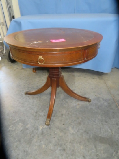 ROUND INLAID TABLE W/ DRAWER BY COLONY TABLES  30" D