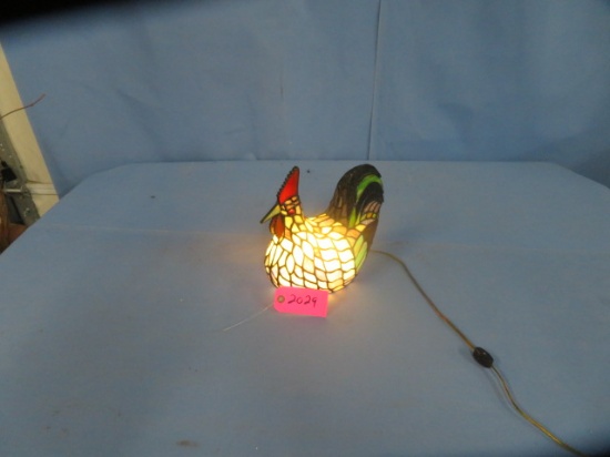 STAINED GLASS LIGHTED CHICKEN  10" T