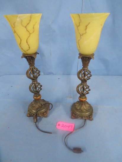 PAIR OF METAL LAMPS 22" T - NEED A PLUG