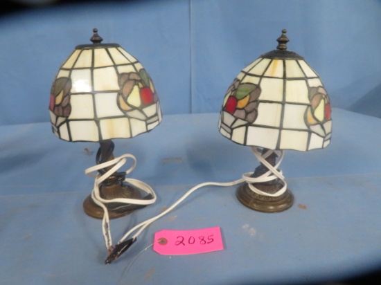 2 STAINED GLASS LAMPS - HAS NO PLUGS  11" T