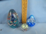 3 GLASS PAPER WEIGHTS