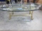OVAL GLASS TOP BRASS TABLE  53 X 32