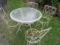 WROUGHT IRON GLASS TOP PATIO TABLE AND CHAIRS- NO CUSHIONS