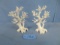 PAIR OF WHITE CERAMIC BIRDS ON TREES  FIGURINES  9
