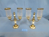 PAIR OF BEAUTIFUL MARBLE & BRASS CANDLE HOLDERS  13