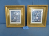 PAIR OF GOLD FRAMED PRINTS  13 X 15