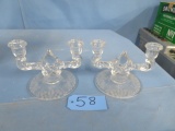 PAIR OF ETCHED CANDLE HOLDERS