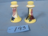 PAIR OF  POTTERY CANDLE HOLDERS DK CLAY SANFORD, NC