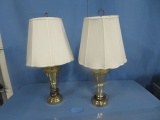 PAIR OF BRASS LAMPS