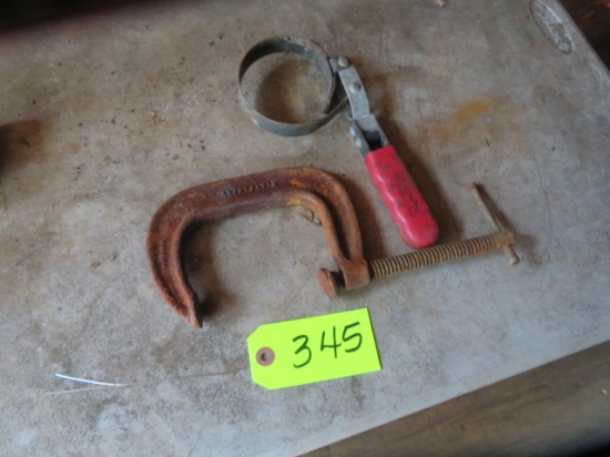 OIL FILTER WRENCH AND C CLAMP  12"