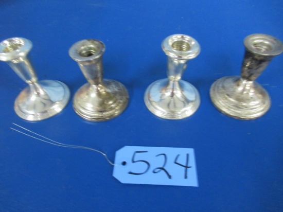 4 STERLING CANDLE HOLDERS  4" T