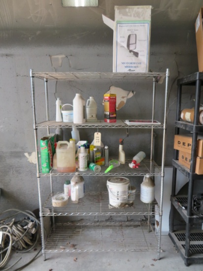 STAINLESS STORAGE RACK WITH CONTENTS