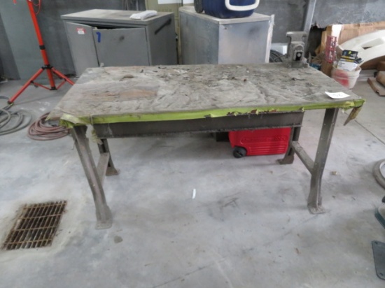 METAL WORK TABLE 5 FT. X 30" W/ COLUMBIA VISE