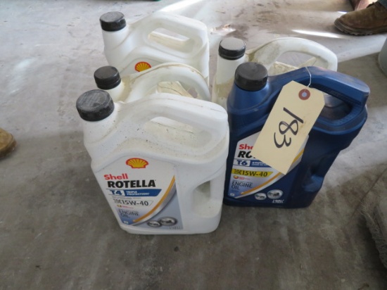 5 GALLON ROTELLA OIL 1540 PARTIAL BOTTLES
