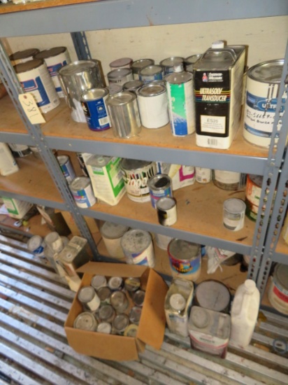 3 SHELVES OF PAINT SUPPLIES- CONTENTS ONLY- NO SHELF