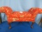 QUEEN ANNE DRESSING BENCH W/ ROLL OVER ARMS IN ASIAN FABRIC  42