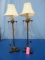 PAIR OF UNUSUAL BUFFET LAMPS W/ LIONS HEADS AND CLAW FEET