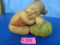 HAND CARVED FROM WOOD ASIAN CHILD ON MELON- THAILAND