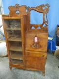 ANTIQUE SIDE BY SIDE SECRETARY- MISSING MIRROR   MADE FROM DIFFERENT WOOD  66 X 36 X 12