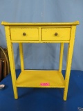 SMALL YELLOW TABLE W/ 2 DRAWERS  23 X 31