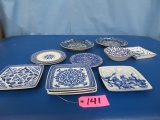 BLUE AND WHITE DECORATOR PLATES  12 PCS.