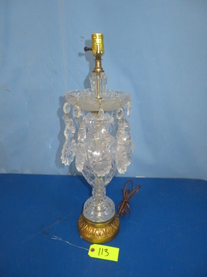 BEAUTIFUL CRYSTAL LAMP  W/ GLASS PRISMS 25" T