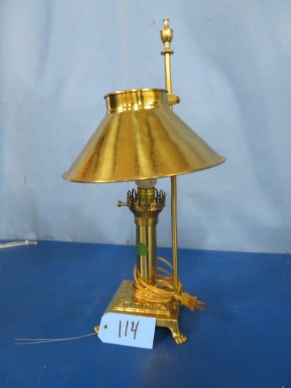 BRASS DESK LAMP  20" T - MARKED PARIS- ORIENT EXPRESS