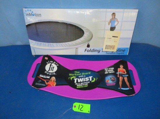 IN MOTION FOLDING TRAMPOLINE AND THE WORKOUT BOARD NEW