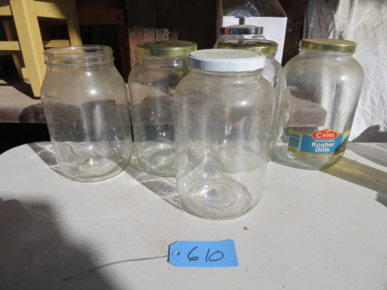 5 LARGE PICKLE JARS  10"