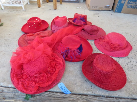 9 RED LADIES HATS