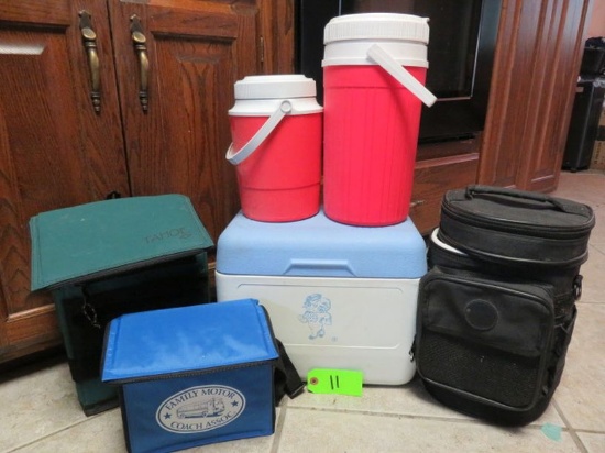 6 COOLERS IN VARIOUS SIZES