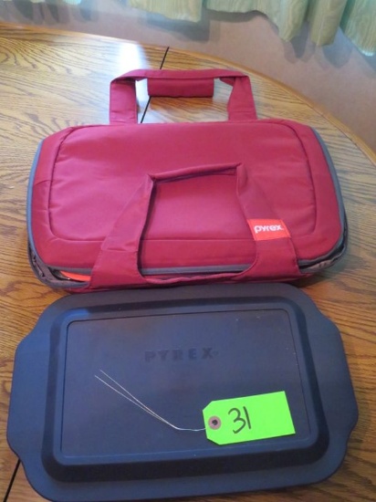 2 PYREX CASSEROLE DISHES- ONE IN CARRYING CASE