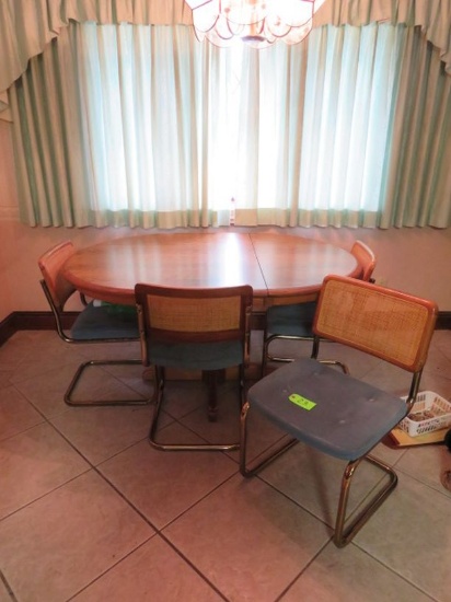 RETRO DINING TABLE  60" D WITH CANE BACK CHAIRS