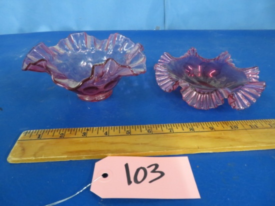 2 PCS. PINK GLASS