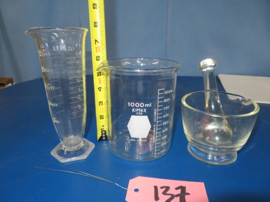 3 MEDICAL GLASS CONTAINERS