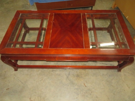 GLASS TOP COFFEE TABLE  16 X 52 X 26