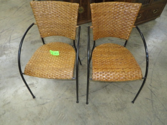 2 METAL & WICKER CHAIRS