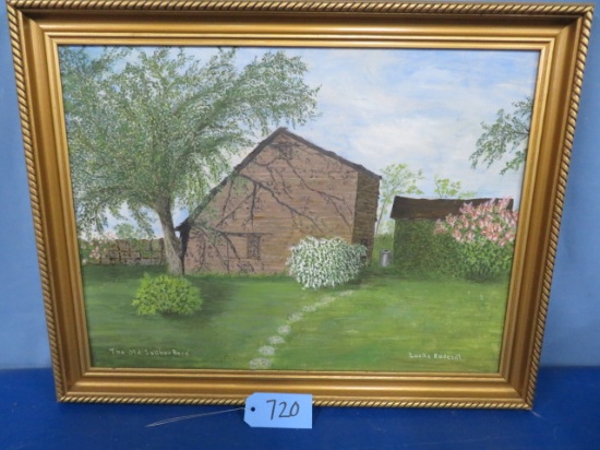 " THE OLD SALTBOX BARN" SIGNED AND FRAMED  21 X 17