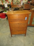 ANTIQUE OAK CHEST OF DRAWERS  48 X 32 X 18